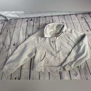 Lululemon Scuba Half Zip Crop Sweater Hoodie Heathered Medium Gray Size XL